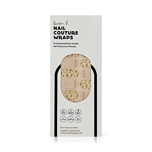 Gel Nail Polish Wraps by Lauren B. : Strips : Long Lasting : chip resitant : UV Free :Contains 18 Wraps 2 prep Pads 1 File 1 Cuticle Pusher (Gold Leaf Beauty & Personal Care Lauren B. Beauty