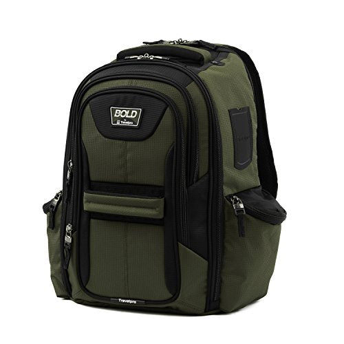 Travelpro Bold Lightweight Rugged Backpack, Fits up to 15.6 inch laptop and tablet sleeve, Olive/Black