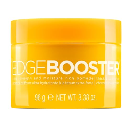 Style Factor Edge Booster Extra Strength & Moisture Rich Pomade | Strong Hold Edge Control Gel for Thick & Coarse Hair | High Shine, Non-Greasy