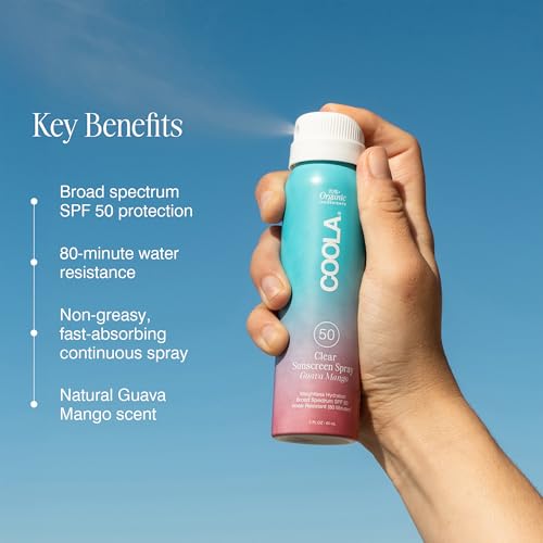 COOLA Organic Sunscreen SPF 50 Sunblock Spray, Dermatologist Tested Skin Care for Daily Protection, Vegan and Gluten Free, Guava Mango, Travel Size, 2