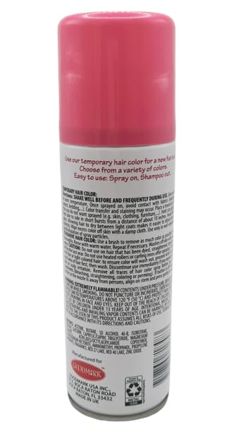 Goodmark Temporary Hair Color Spray - Neon Pink, Washable Halloween Hair Dye Spray, 3 oz Can (Pink)
