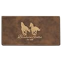 Custom Logo Checkbook Cover Faux Leather Permanently Engraved (Rustic Brown with Gold)