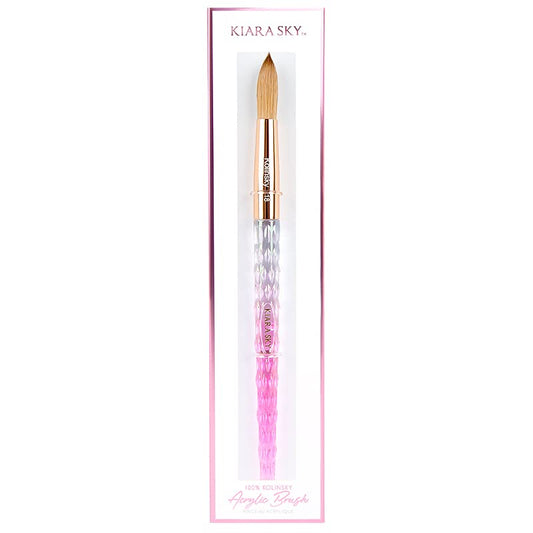 Kiara Sky Kolinsky Acrylic Nail Brush #18 - Pure Kolinsky Sable Hair, Pink Crystal Handle, Acetone Resistant, for Acrylic Application, Extensions & 3D Beauty & Personal Care KIARA SKY
