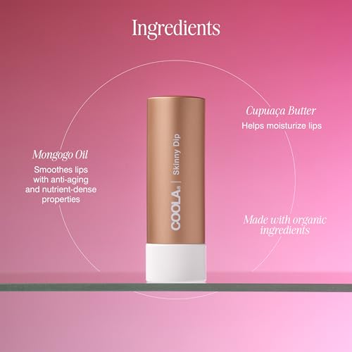 COOLA Organic Tinted Lip Balm & Mineral Sunscreen with SPF 30, Dermatologist Tested Lip Care for Daily Protection, Vegan, Skinny Dip, 0.15 Oz
