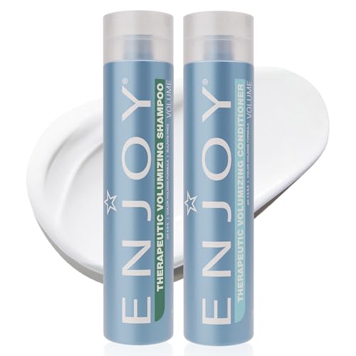 Enjoy Therapeutic Volumizing Shampoo & Conditioner Set for Fine & Thinning Hair, Aroma-Therapeutic Scalp Stimulating, Lightweight, Color-Safe Volume