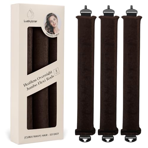Luckybear Overnight Heatless Hair Curler Rods Jumbo, 3pcs Satin Flexi Rods for All Hair Types, Heatless Overnight Curls Styling Tools, Soft Velvet Beauty and Personal Care Luckybear Default Title