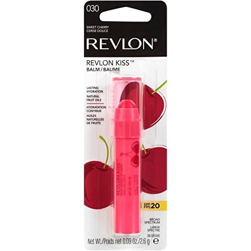 Revlon Kiss Tinted Lip Balm with SPF 20, Hydrating, Flavored, Infused with Natural Fruit Oils, 030 Sweet Cherry, 0.09 oz