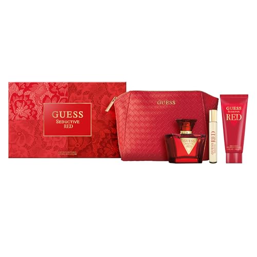 Guess Seductive Red Women/Femme Eau de Toilette 4 Piece Gift Set - Perfume Spray 2.5 Fl. Oz. Travel Spray 0.5 Fl. Oz., Body Lotion 3.4 Fl. Oz