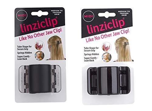 Linziclip Hair Jawclip Midi Black Solid & Black Matte Bundle, 2-pack