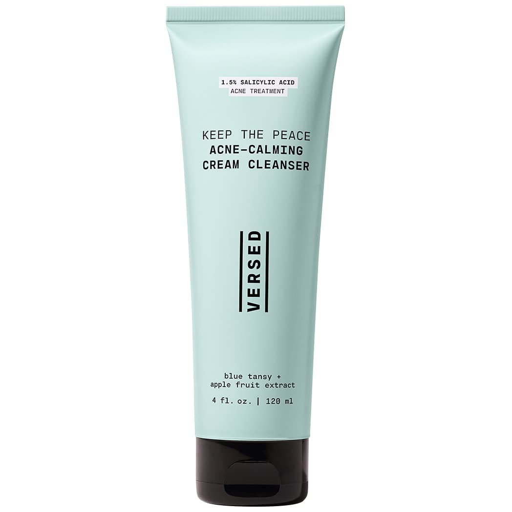 Versed Keep The Peace Calming Cream Cleanser 4 oz – Gentle Foaming Face Wash with Salicylic Acid, Reduces Blemishes, Non-Drying & Vegan