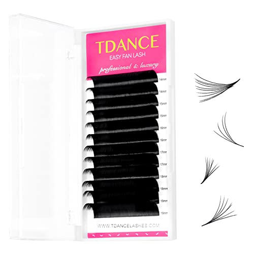 TDANCE Easy Fan Lash Extension Rapid Blooming Volume Eyelash Extensions C CC D DD J B L Curl 0.03-0.12mm Thickness Easy Fan Volume Lashes Self Fanning