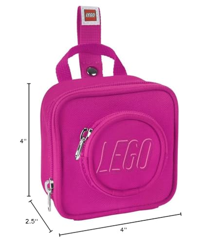 LEGO Kids Brick Mini Backpack Accessory Pouch with Novelty Backstraps, Snaps to Belt or Full-Size Backpack, Holds Small Items like Keys & Headphones, Red