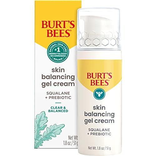 Burt's Bees Clear and Balanced Skin Balancing Gel Cream With Squalane and Prebiotic, Gel Moisturizer for Breakout-Prone Skin, 99 Percent Natural