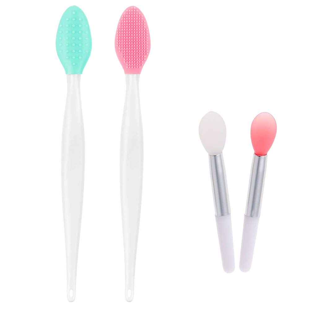 Silicone Lip Brush Set - 2pcs Double-sided Lip Scrubber & Balm Applicator Tools
