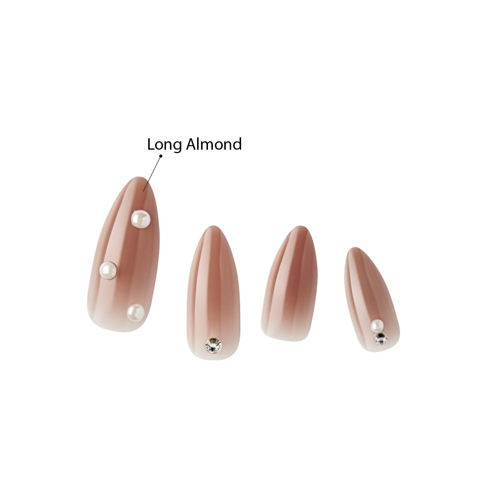 KISS False Nails Kit, Bare but Better Ready to Wear Sculpted Nails, Stick and Glue Included, Long Length, Almond Shape with Pearl Rhinestones Beauty & Personal Care KISS