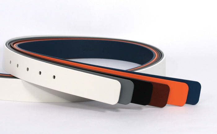 AMBA7 Volvik 100% Genuine Italian Real Solid Leather Belt Strap Free Size up to 46", Unisex, Grey