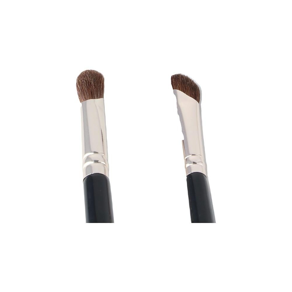 2PCS Angled Shading Eyeshadow Makeup Brush - Eye Brow Bone Highlighter, Nose Contour Brush, Small Soft Natural Horse Bristle Slanted, 6 in Long
