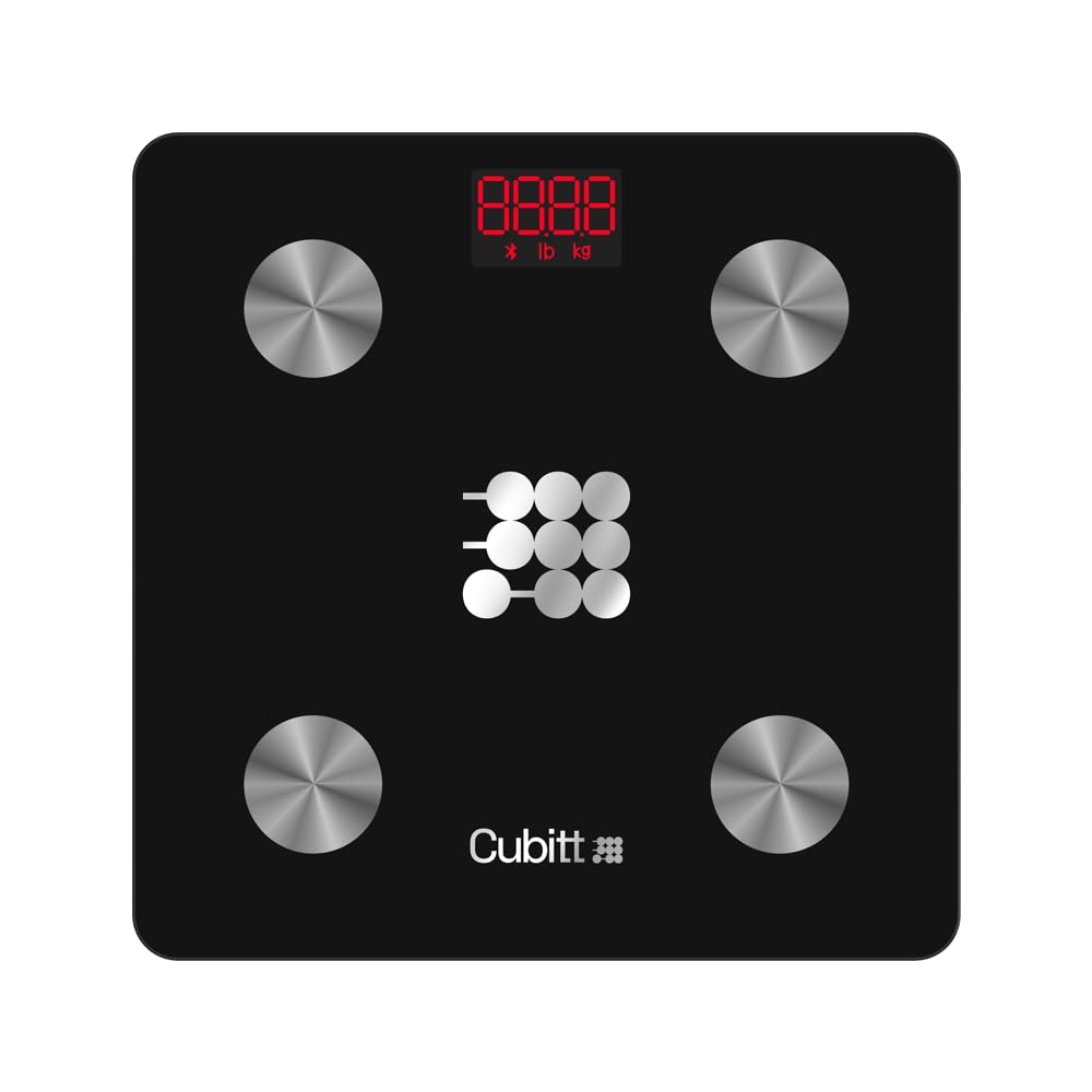 CUBITT Smart Digital Weight Scale, 13 Body Composition Analizer, BMI, Muscle Mass, Body Fat Scale with Smartphone App sync with Bluetooth (Black)