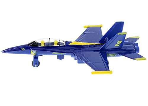Playmaker Toys 🛦 United States Navy Blue Angels F/A-18 Super Hornet Fighter Jet 6 Inch Die Cast Metal Model Toy with Pullback Action