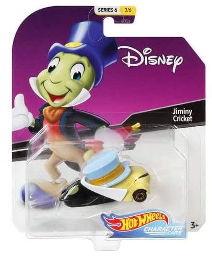 Hot Wheels Set of 6 Disney/Pixar Character Cars, Series 6, 1/64 Collectible Die Cast Toy Cars, with Steamboat Willie, Ariel, Jiminy Cricket, Captain…
