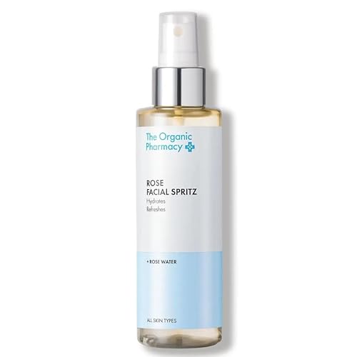 The Organic Pharmacy Rose Facial Spritz, Toner to Hydrate, Freshen, and Soothe Skin, 3.3 Ounce