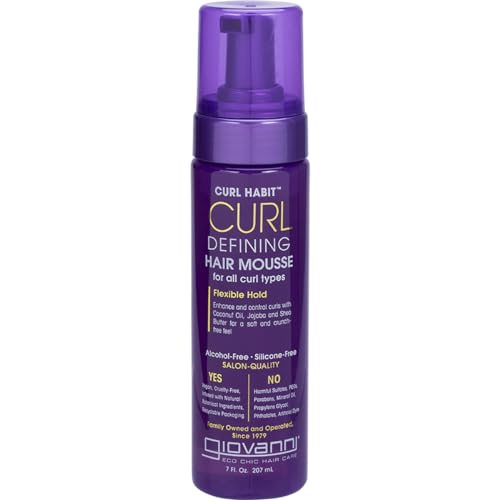 GIOVANNI Curl Defining Hair Mousse - Mousse for Curly Hair, Volumizing Hair Foam for Women & Men, Foaming Texture for Curls & Wavy Hair, Alcohol Free