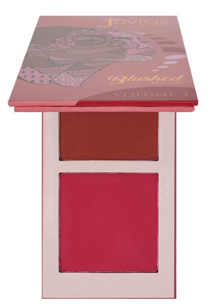 Juvia's Place Blushed Duo Blush Volume3 - Two Tone Pigmented Buildable Pressed Mineral Powder - Rosy Natural Cheeks Matte Fresh Finish for All Skin