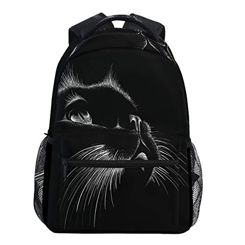Oarencol Cute Print Style Cat Black Art Kitten Animal Backpacks Bookbags Daypack Travel School College Bag for Women Men Boys