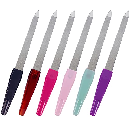 Metal Nail File (6 Pcs), Nail Files for Natural Nails Made of Stainless Steel, Sword Fingernail Files with Sharp Pointed Tip Non Slip Handle, Diamond Beauty and Personal Care GigaGround Default Title