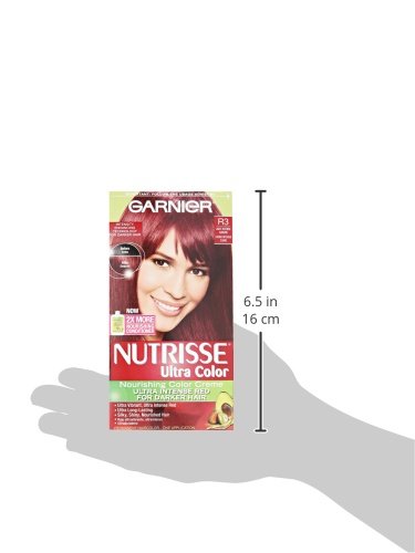 Garnier Nutrisse Ultra Color Nourishing Permanent Hair Color Cream, R3 Light Intense Auburn (1 Kit) Red Hair Dye (Packaging May Vary)
