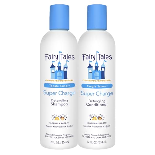 Fairy Tales Tangle Tamer Detangling Shampoo and Conditioner for Kids - Ultra Moisturizing and Anti Frizz Protection - Paraben Free, Sulfate Free - 12