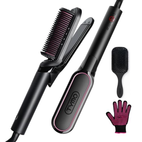 TYMO Flat Iron Hair Straightener Brush 2 in 1, 200M Ions Hair Straighteners for Women, Ceramic Straightening Hot Comb for Anti-Frizz Straights, Waves Beauty and Personal Care TYMO Default Title