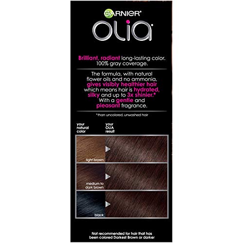 Garnier Olia Oil Powered Permanent Hair Color, 4.15 Dark Soft Mahogany