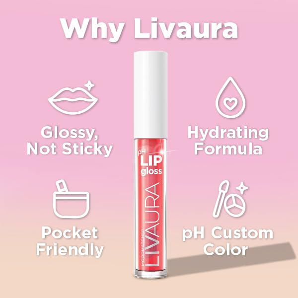 LIVAURA Tinted Lip Gloss for Women, pH Activated Hydrating, Moisturizing, Shiny Lipgloss, Non Sticky LipGloss, Glossy Lip Tint, Lip Shine, Smooth Lip