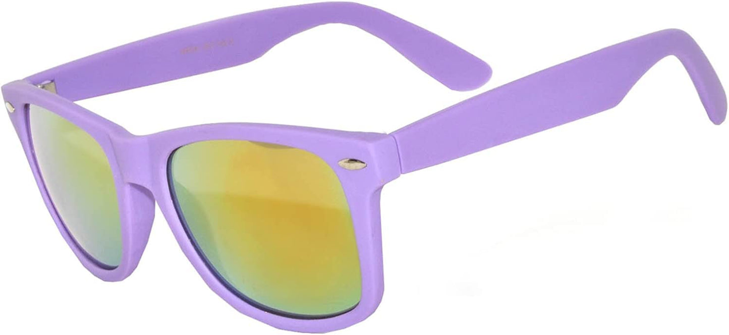 OWL Vintage Horn Rimmed Sunglasses Womens Mens, UV Protected Mirror Lens Vintage Shades, Matte Frame Purple Sun Glasses