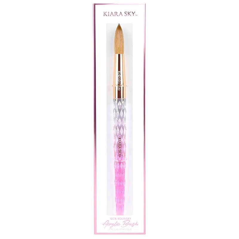 Kiara Sky Kolinsky Acrylic Nail Brush #20 - Pure Kolinsky Sable Hair, Pink Crystal Handle, Acetone Resistant, for Acrylic Application, Extensions & 3D Beauty & Personal Care KIARA SKY