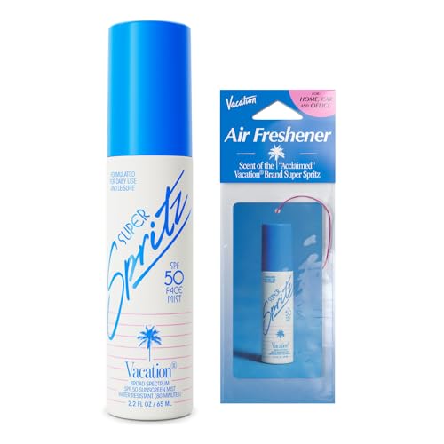 Vacation Super Spritz SPF 50 Face Sunscreen Spray and Air Freshener Bundle, 2.2 Fluid Ounces - Daily Face Mist, Lightweight, Water-Resistant Beauty and Personal Care VACATION Default Title