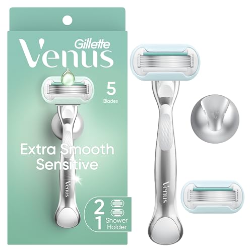Gillette Venus Extra Smooth Sensitive Razor for Women, Includes 1 Reusable Razor Handle + 2 Refills, for Sensitive Skin with Metal Handle and Shower Beauty and Personal Care Gillette Venus Default Title