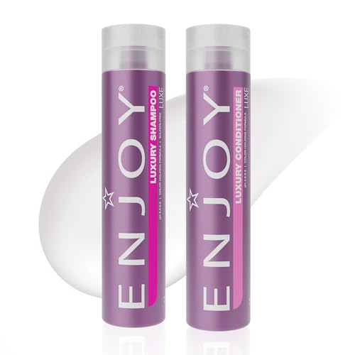 Enjoy Luxury Shampoo & Conditioner- Eliminates Frizz Cleansing Moisturizing Smoothing - Sulfate Free For Thick Coarse or Curly Hair (10.1 Fl Oz)