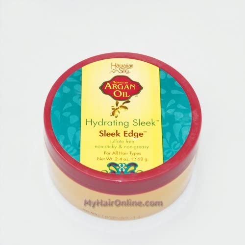 Hawaiian Silky Pure Argan Oil Enriched Pomade Edge Control Gel Scalp Repair 2.4oz - No Sulfate, Non-Sticky & Non-Greasy Formula - All Hair types Men