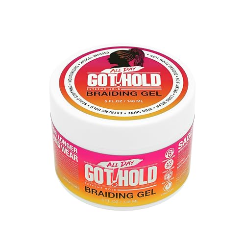 ALL DAY GOT HOLD Braiding Gel for Natural Hair Extreme Hold, Hydrating & Frizz-Free, Sage Extract, No Flaking or Drying, High Shine for Braids