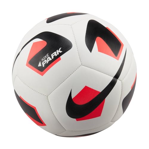 Nike DN3607-100 Park Recreational Soccer Ball Unisex Adult White/Bright Crimson/Black Size 5