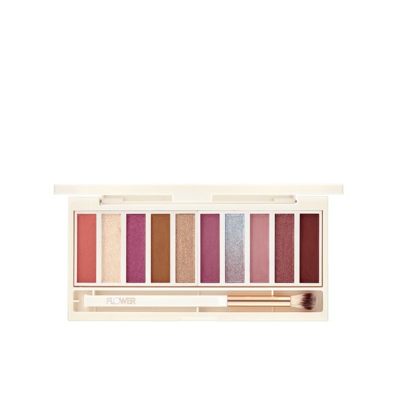 FLOWER BEAUTY By Drew Barrymore Shimmer + Shade Eyeshadow Palette - Neutral Colors + Ten Shades - Mix + Layers Shades - Easily Blendable + Rich Color…