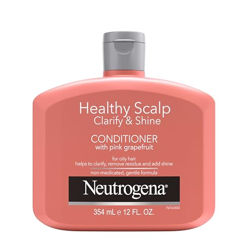 Neutrogena Exfoliating Healthy Scalp Clarify & Shine Conditioner for Oily Hair and Scalp, Anti-Residue Conditioner with Pink Grapefruit, Paraben
