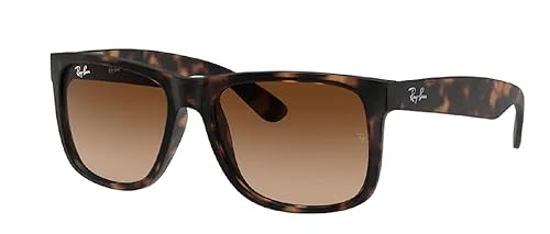 Ray-Ban RB4165 Justin Rectangular Sunglasses, Black/Grey, 55 mm