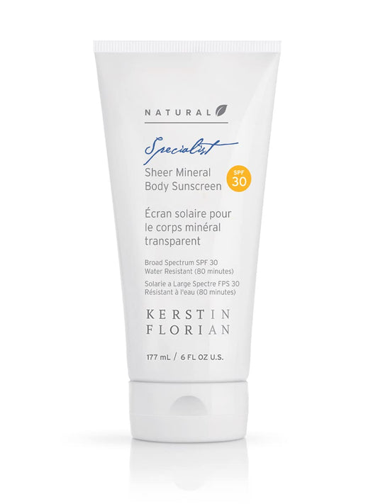 Kerstin Florian Sheer Mineral Body Sunscreen SPF 30 | Waterproof UVA/UVB Sun Protection with Natural Zinc Oxide | Reef Safe Fragrance Free Formula