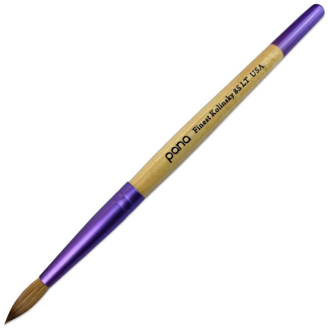 PANA Pure Kolinsky Hair Acrylic Nail Brush - Round Shape Purple Ferrule with Beige Wood Handle (Size 8) Beauty and Personal Care PANA Default Title