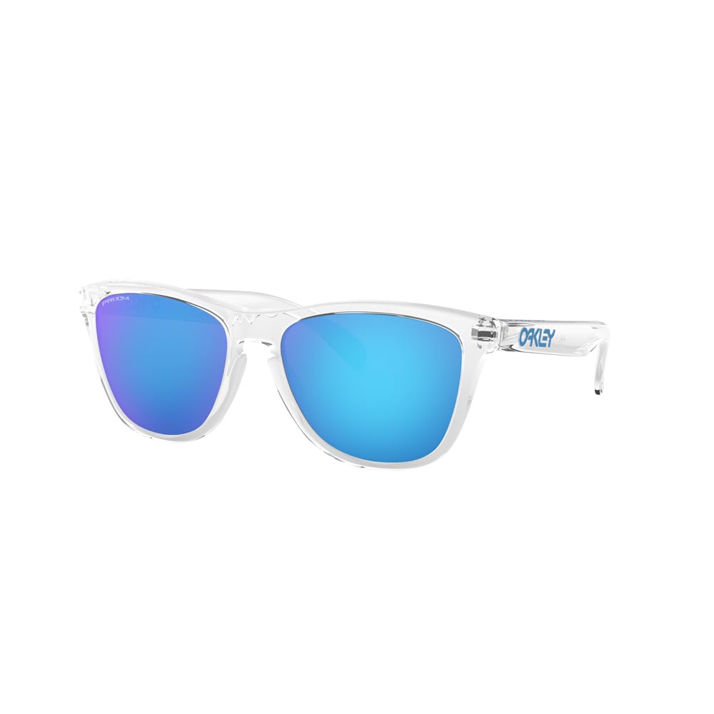 Oakley Unisex OO9013 Frogskins Square Sunglasses, Crystal Clear/Prizm Sapphire, 55 mm