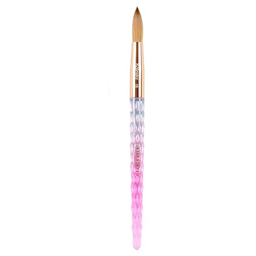 Kiara Sky Kolinsky Acrylic Nail Brush #16 - Pure Kolinsky Sable Hair, Pink Crystal Handle, Acetone Resistant, for Acrylic Application, Extensions & 3D Beauty & Personal Care KIARA SKY