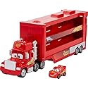 Mattel Disney Pixar Cars Mini Mack Racers Hauler & 1 Toy Car, Transporter Truck Holds 18 Minis, Collectible Set